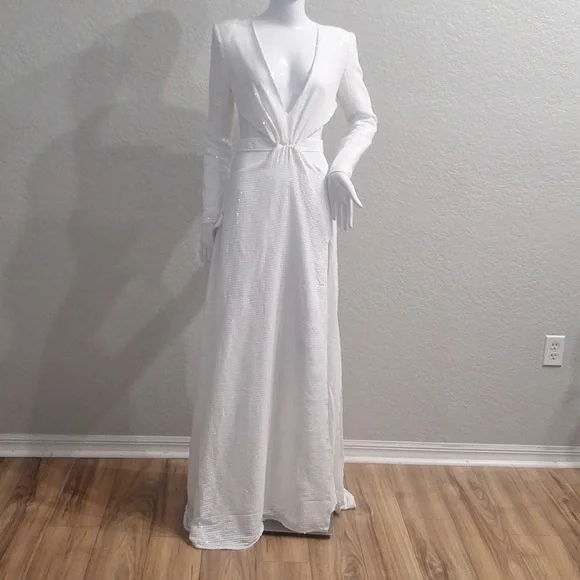 BCBG MaxAzria Runway White Sequined Dress - Picture 1 of 17